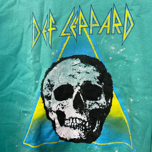 Def Leppard Retro Active Skull Crew Neck Teal Sweatshirt Small