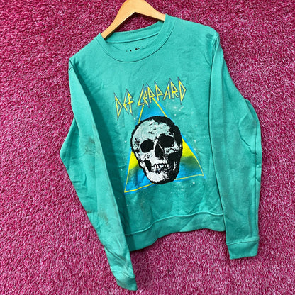 Def Leppard Retro Active Skull Crew Neck Teal Sweatshirt Small