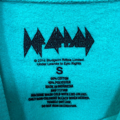 Def Leppard Retro Active Skull Crew Neck Teal Sweatshirt Small