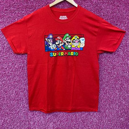 Super Mario Bros Mario Luigi Wario Waluigi Promo T-Shirt L