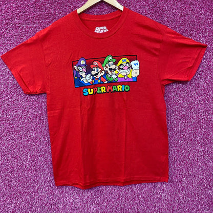 Super Mario Bros Mario Luigi Wario Waluigi Promo T-Shirt L
