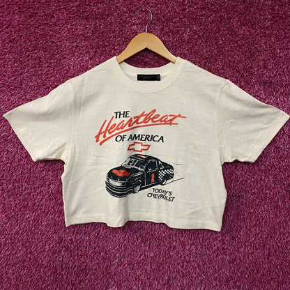 Junk Food Clothing Chevrolet "Heartbeat of America" Mock Neck Crop T-Shirt Medium