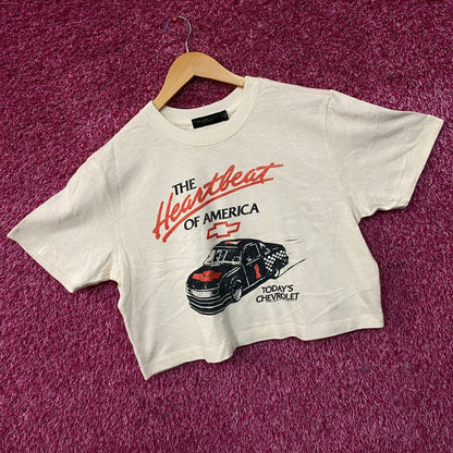 Junk Food Clothing Chevrolet "Heartbeat of America" Mock Neck Crop T-Shirt Medium