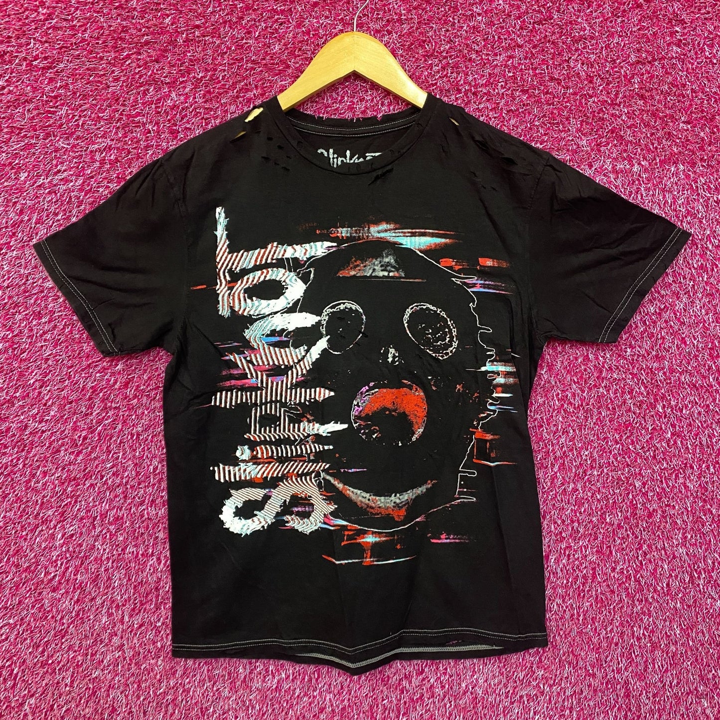 Slipknot Gas Mask Distressed Heavy Metal Band T-Shirt Medium