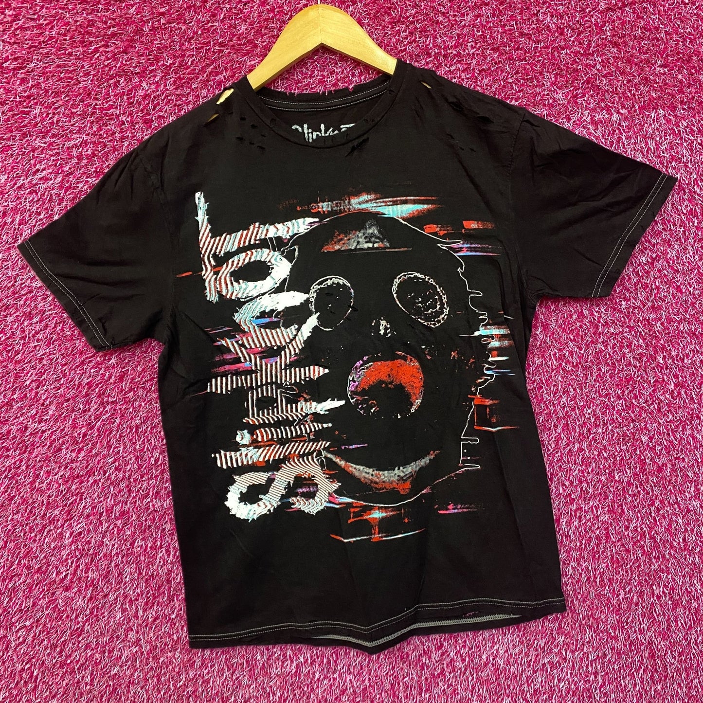 Slipknot Gas Mask Distressed Heavy Metal Band T-Shirt Medium