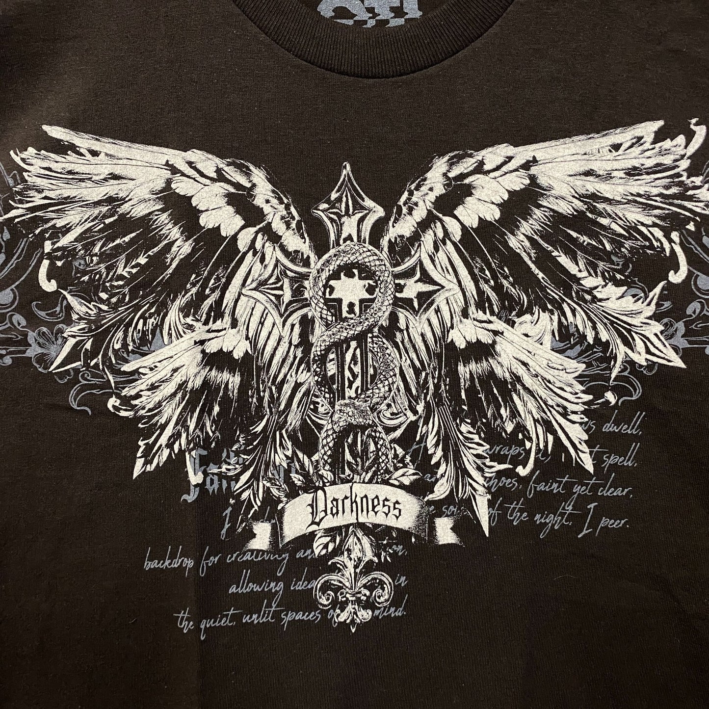Y2K Style Cross and Snake Filigree Tshirt size Medium