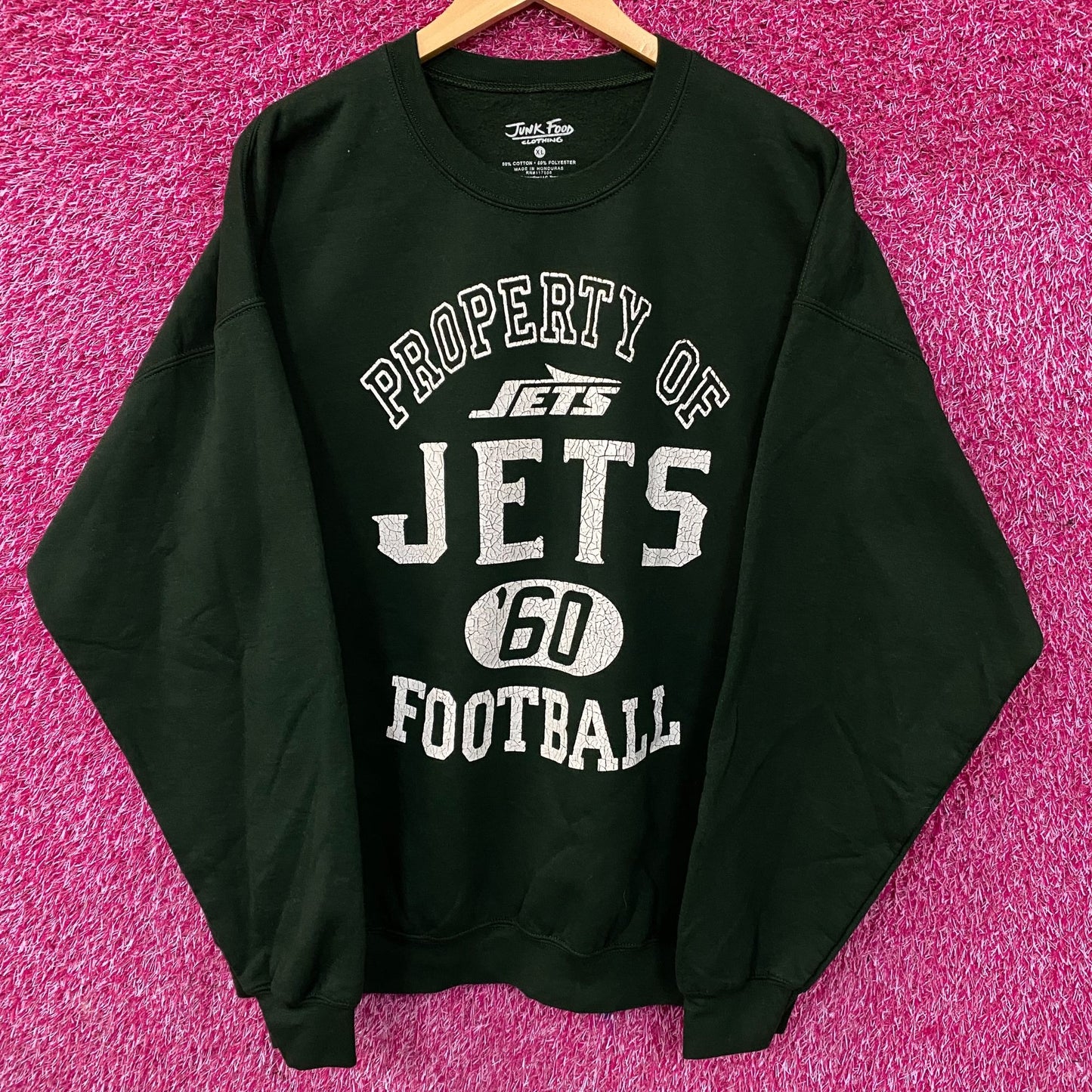 Junk Food Clothing New York Jets Property of Jets NFL Green Sweatshirt XL