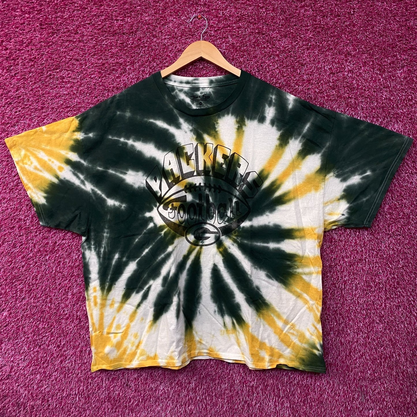 Junk Food Clothing NFL Green Bay Packers Football Tie Dye T-Shirt 2XL