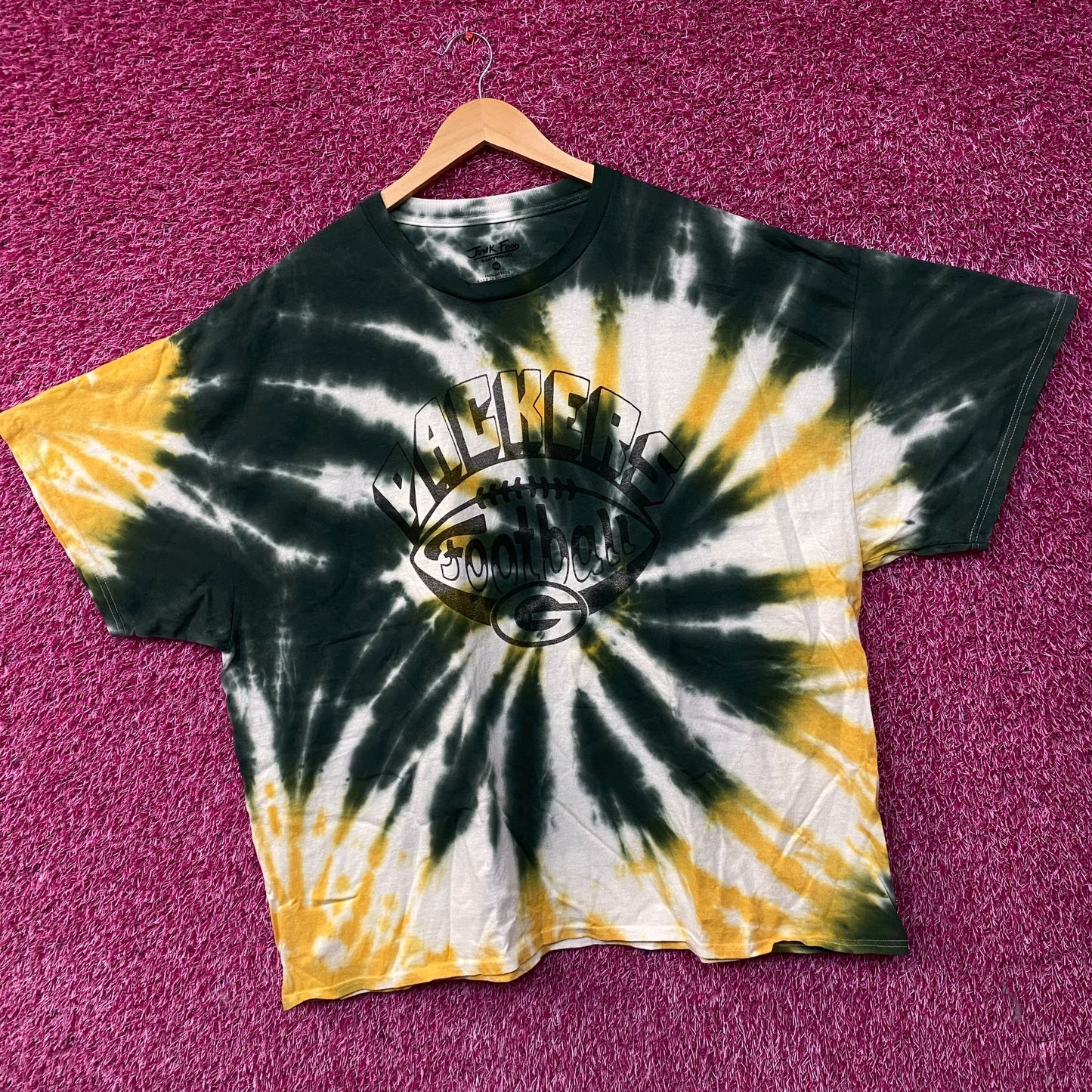 Junk Food Clothing NFL Green Bay Packers Football Tie Dye T-Shirt 2XL
