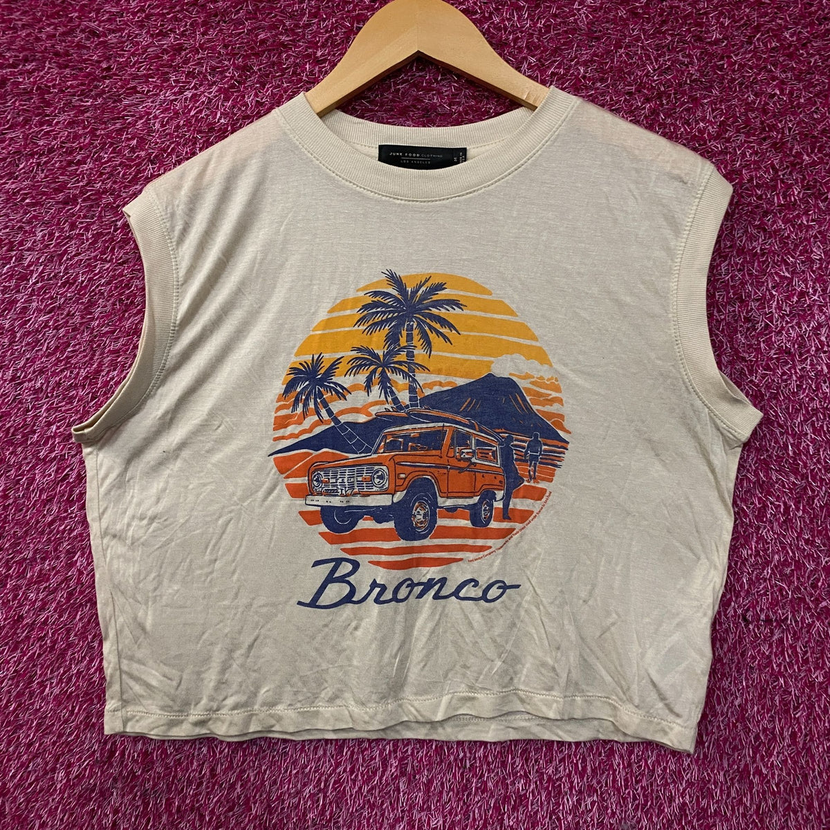 Junk Food Clothing Ford Bronco Sunset Graphic Tissue Crop Tank Medium