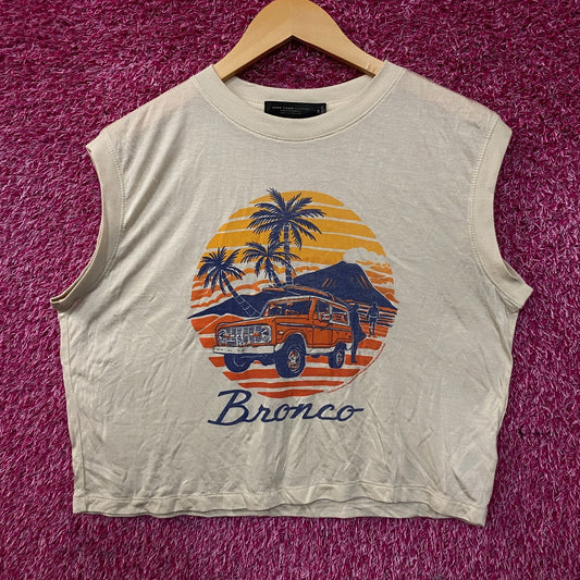 Junk Food Clothing Ford Bronco Sunset Graphic Tissue Crop Tank Medium