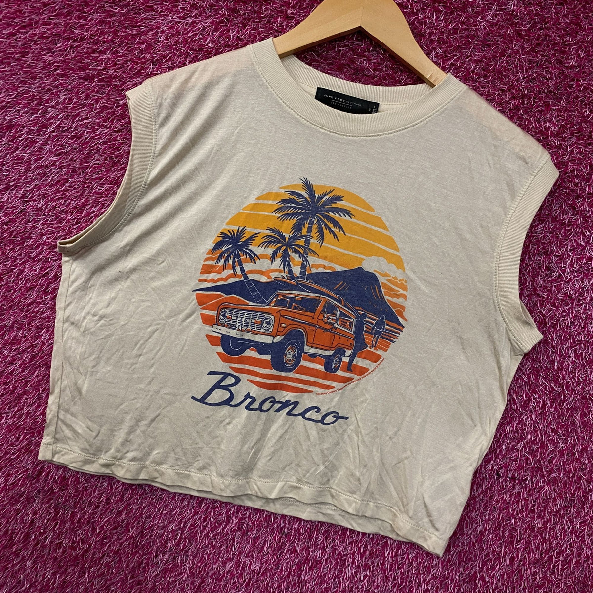 Junk Food Clothing Ford Bronco Sunset Graphic Tissue Crop Tank Medium