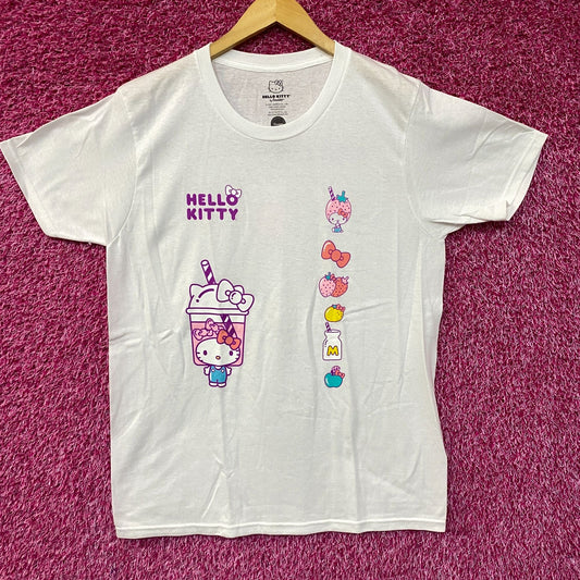 Hello Kitty Strawberry Milk Boba Tea Sanrio Kawaii T-Shirt L