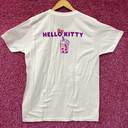 Hello Kitty Strawberry Milk Boba Tea Sanrio Kawaii T-Shirt L