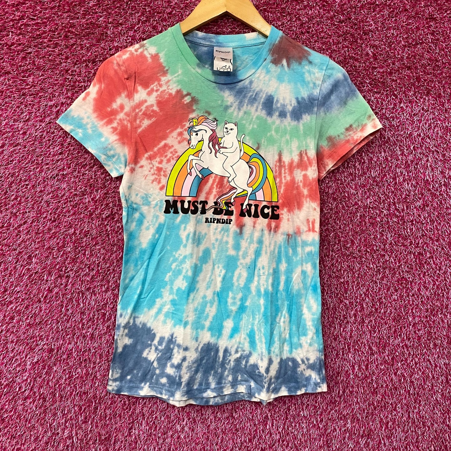 RIPNDIP Must Be Nice Unicorn Tie Dye T-Shirt Small