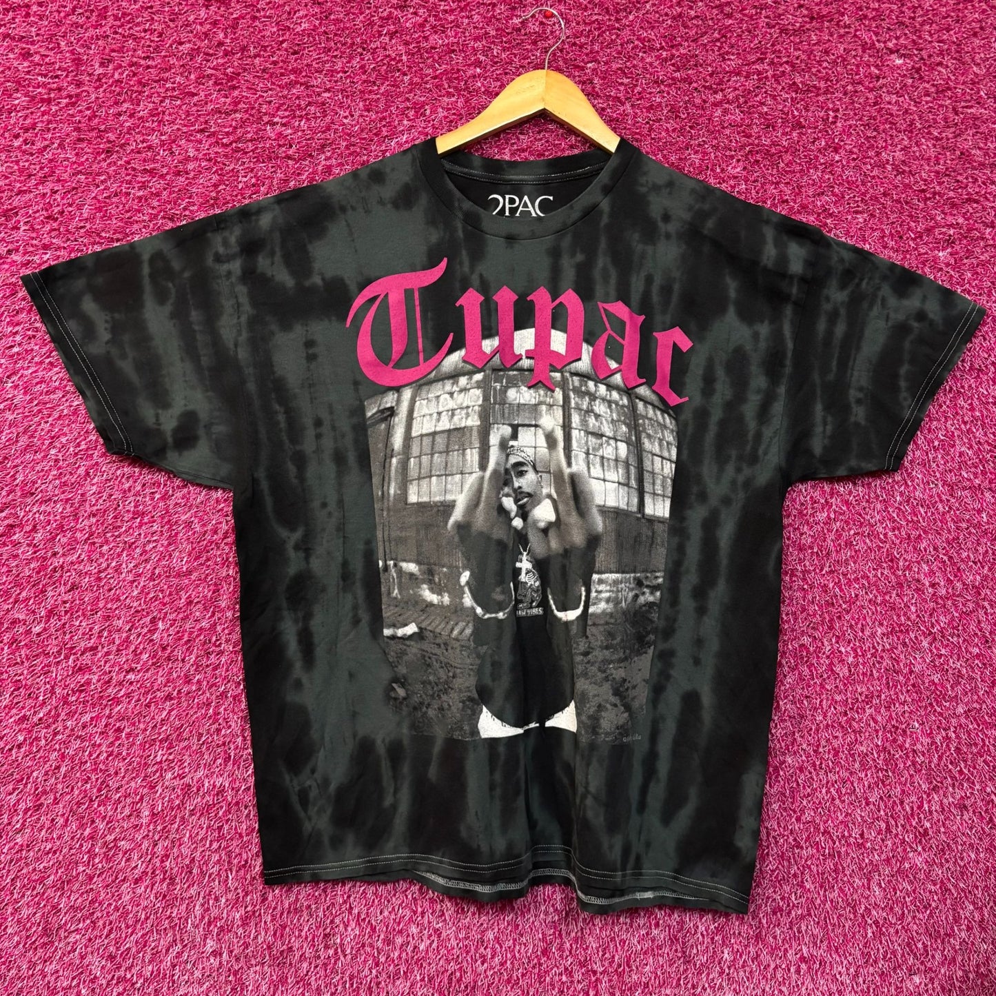 Tupac Raw Vibes Graphic Design Tie-Dye T-Shirt 2XL