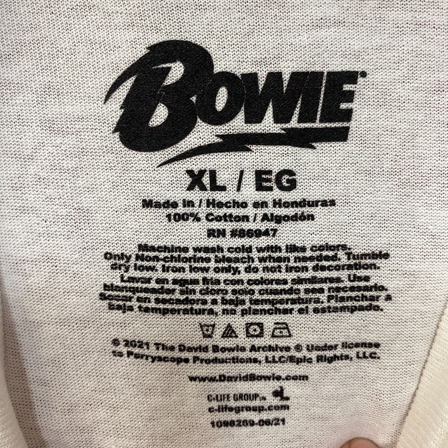 David Bowie Retro Graphic T-Shirt Size XL