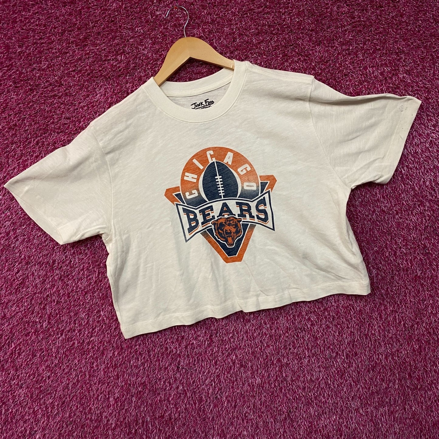Junk Food Clothing Women's NFL Chicago Bears Mock Neck Crop Tee Large