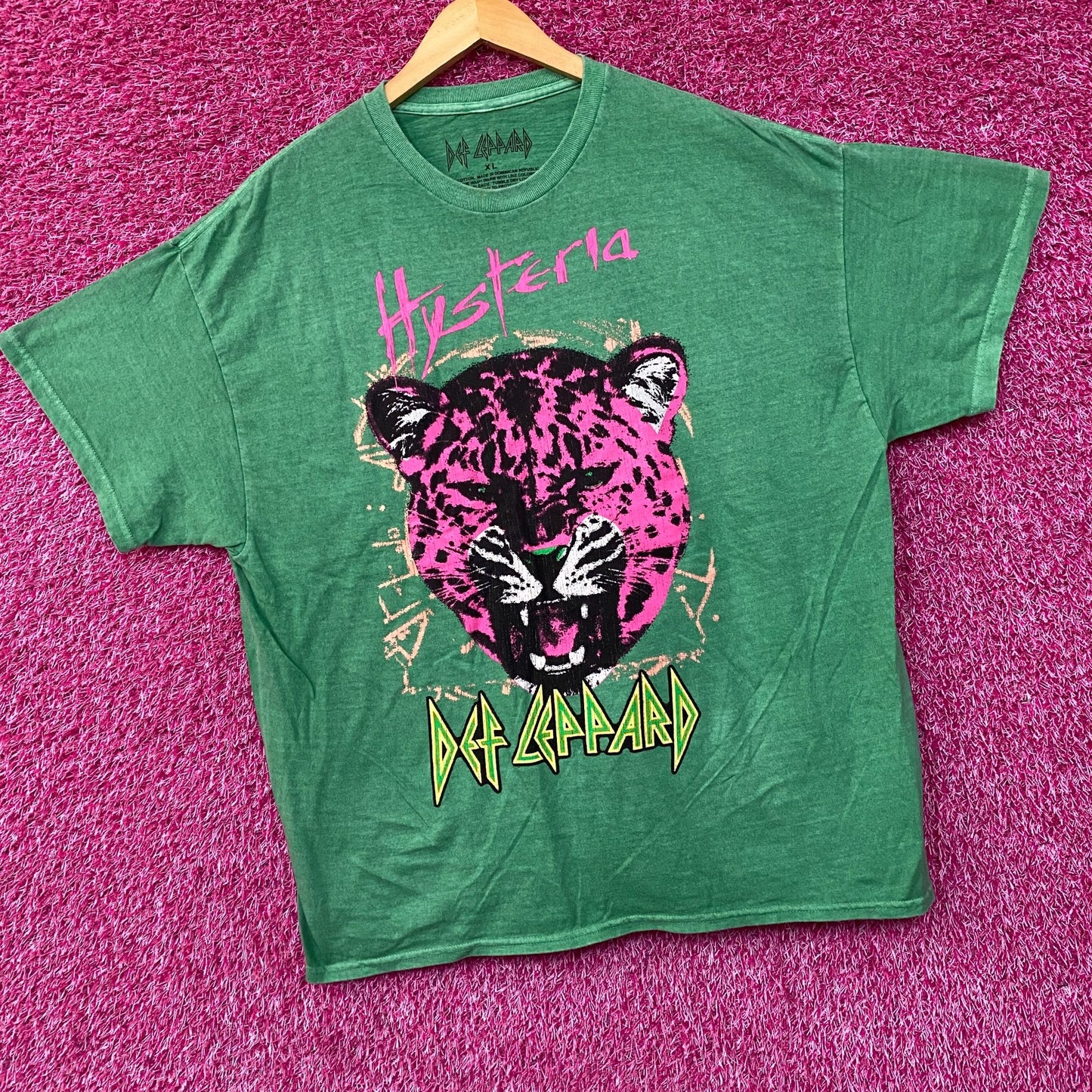 Def Leppard Hysteria Album Cover Green T-Shirt XL