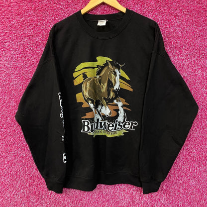 Junk Food Budweiser Neon Clydesdale King of Beers Crewneck Sweatshirt Large