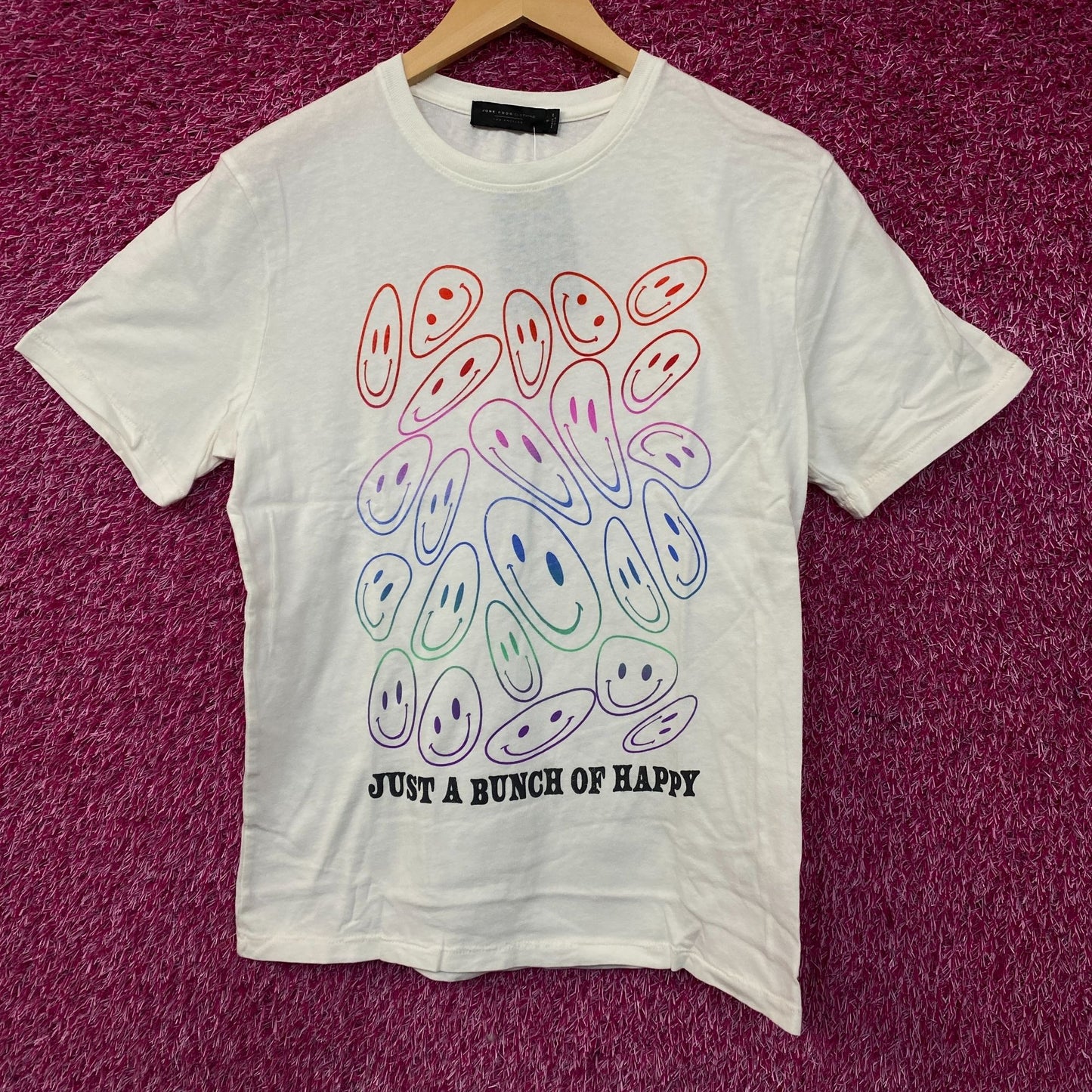 Junk Food Just a Bunch of Happy Smiley Face Graphic T-Shirt Small