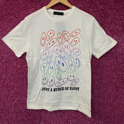 Junk Food Just a Bunch of Happy Smiley Face Graphic T-Shirt Small
