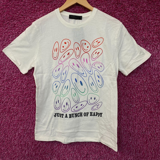 Junk Food Just a Bunch of Happy Smiley Face Graphic T-Shirt Small