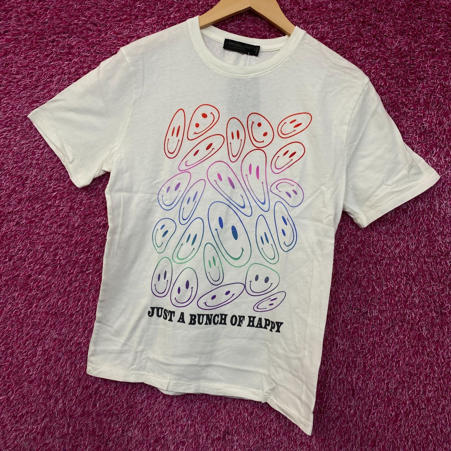 Junk Food Just a Bunch of Happy Smiley Face Graphic T-Shirt Small