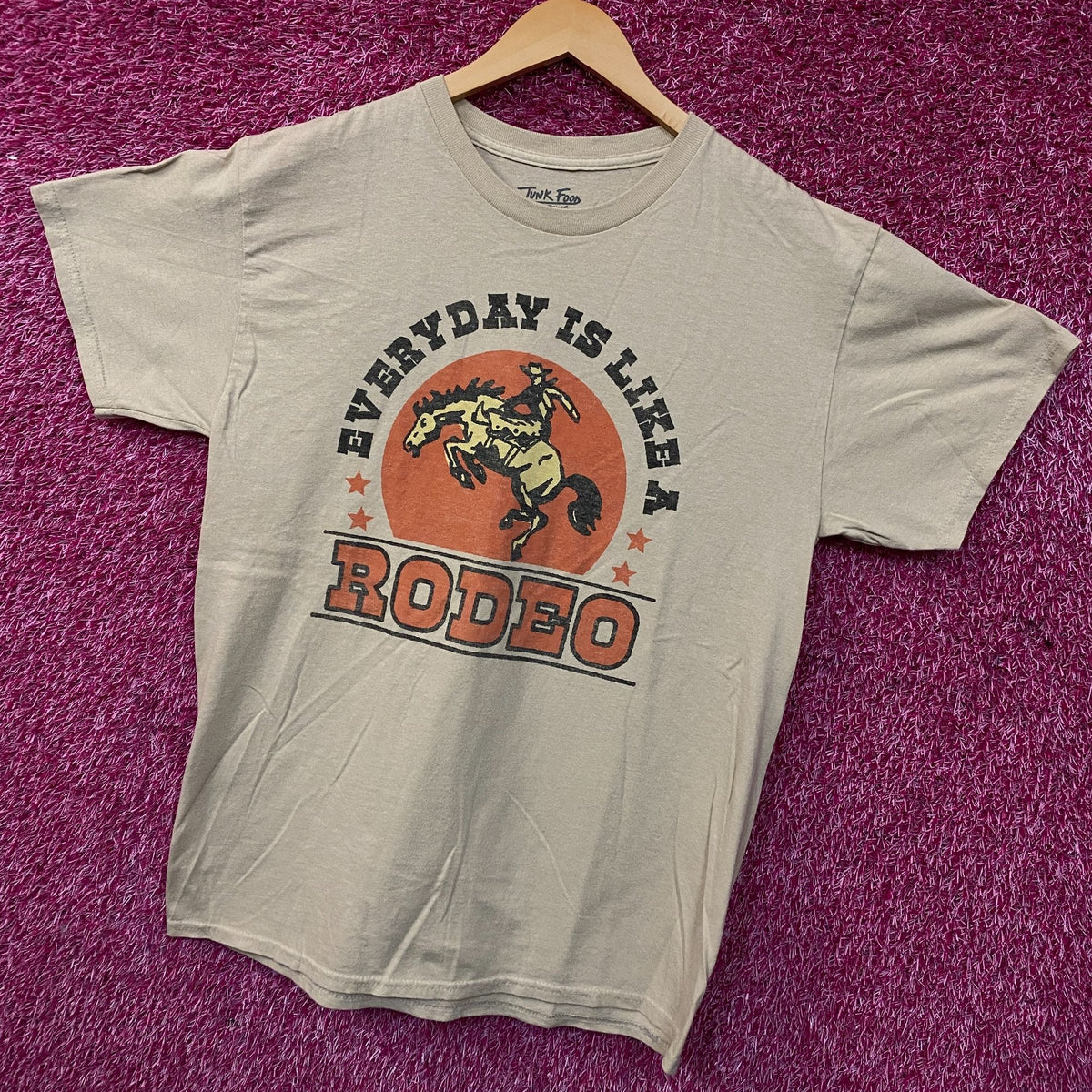 Junk Food Everyday is Like a Rodeo Graphic T-Shirt Medium