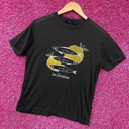 Junk Food Women's Les Sardines Vintage Style Tissue Tee Small