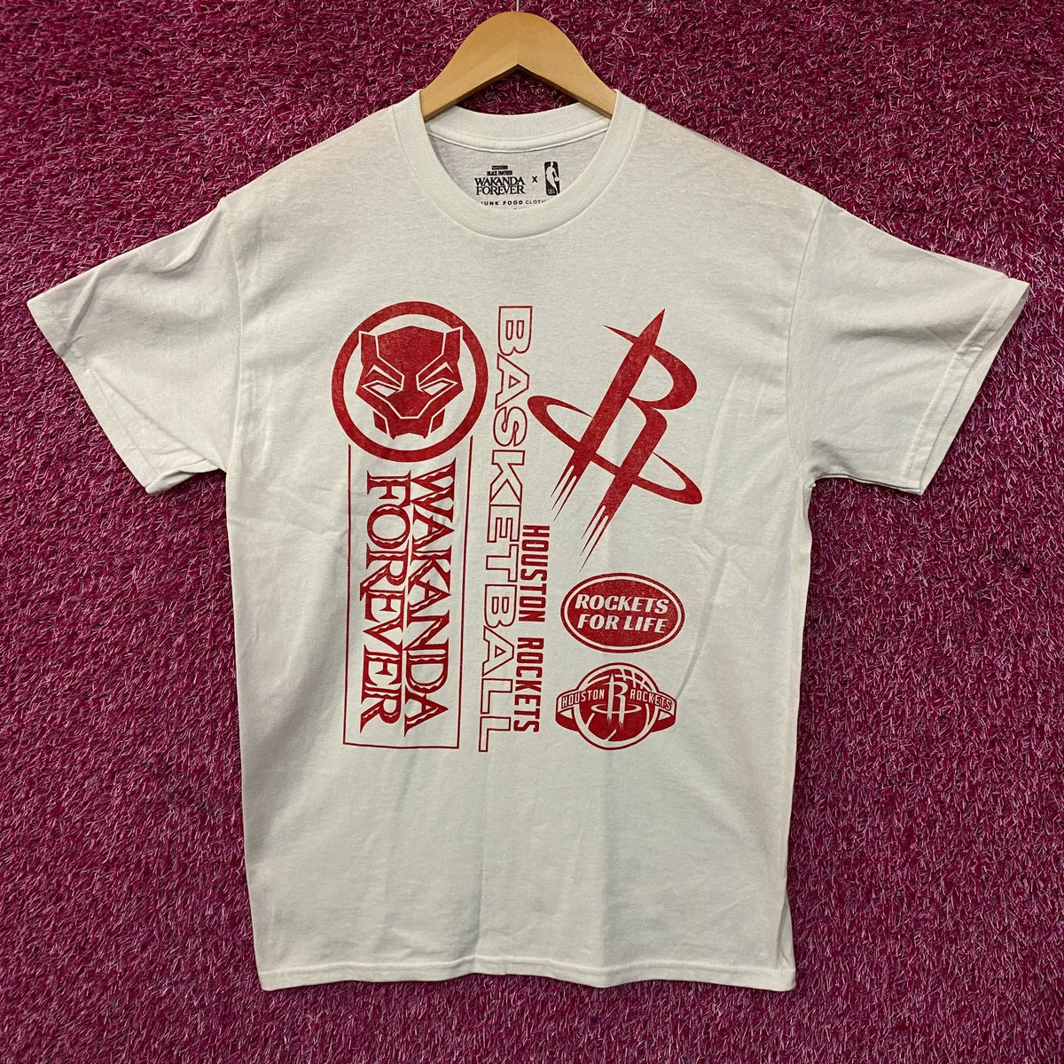 Houston Rockets Fanatics NBA Marvel Wakanda Forever T-Shirt Medium
