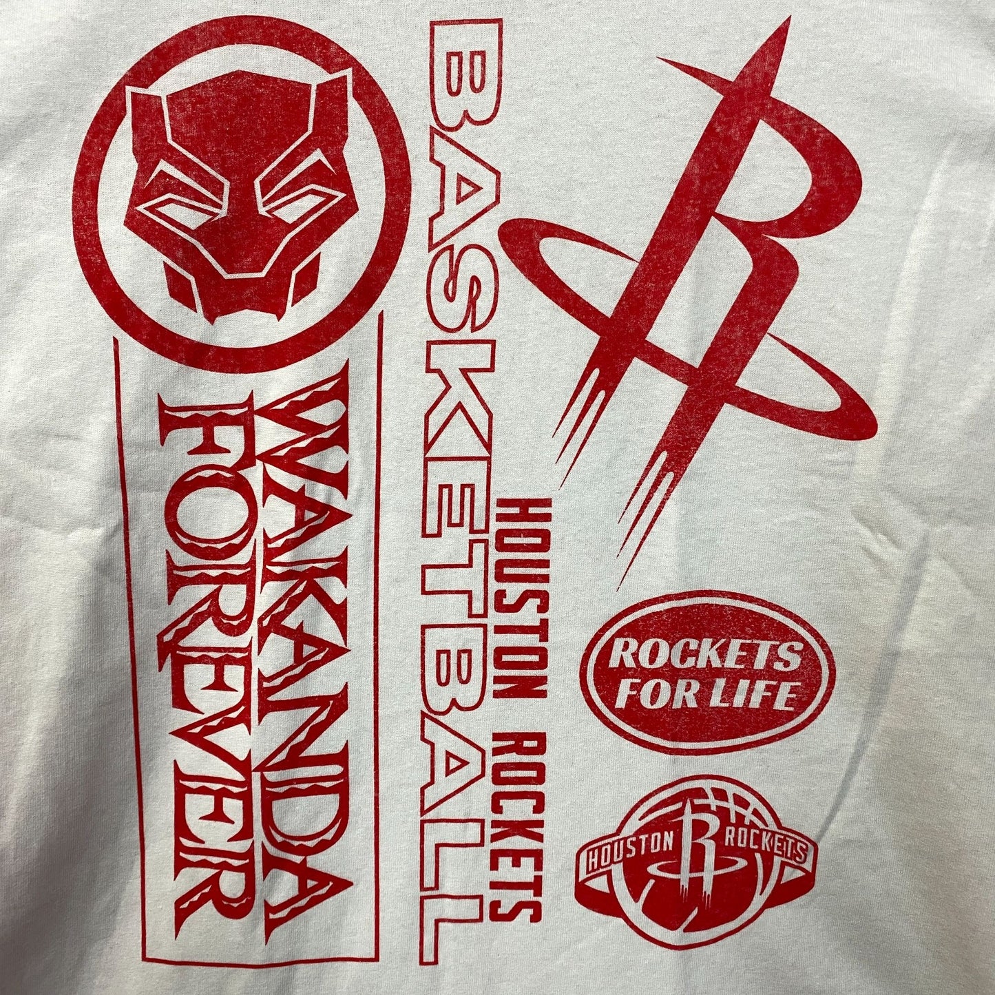 Houston Rockets Fanatics NBA Marvel Wakanda Forever T-Shirt Medium