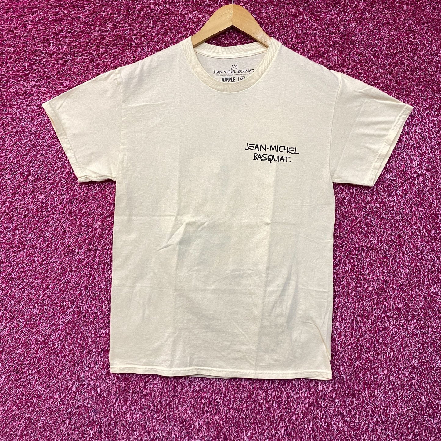 Jean-Michel Basquiat Dos Cabezas Art T-Shirt Beige Medium.