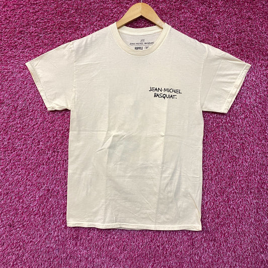 Jean-Michel Basquiat Dos Cabezas Art T-Shirt Beige Medium.