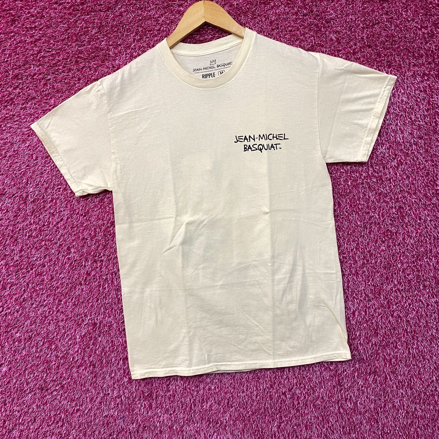 Jean-Michel Basquiat Dos Cabezas Art T-Shirt Beige Medium.