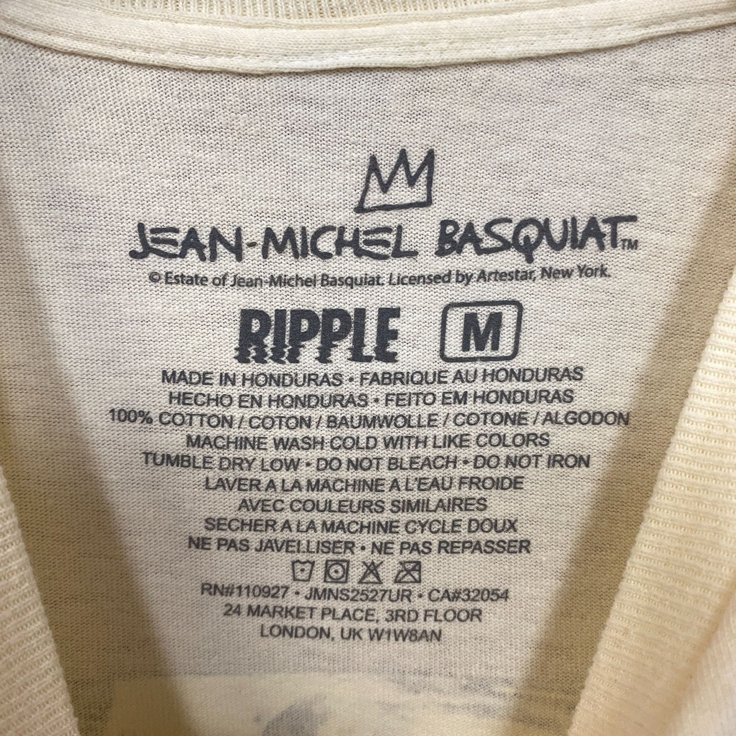 Jean-Michel Basquiat Dos Cabezas Art T-Shirt Beige Medium.