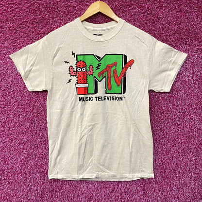 MTV Music Television Cactus Logo Beige T-Shirt Medium