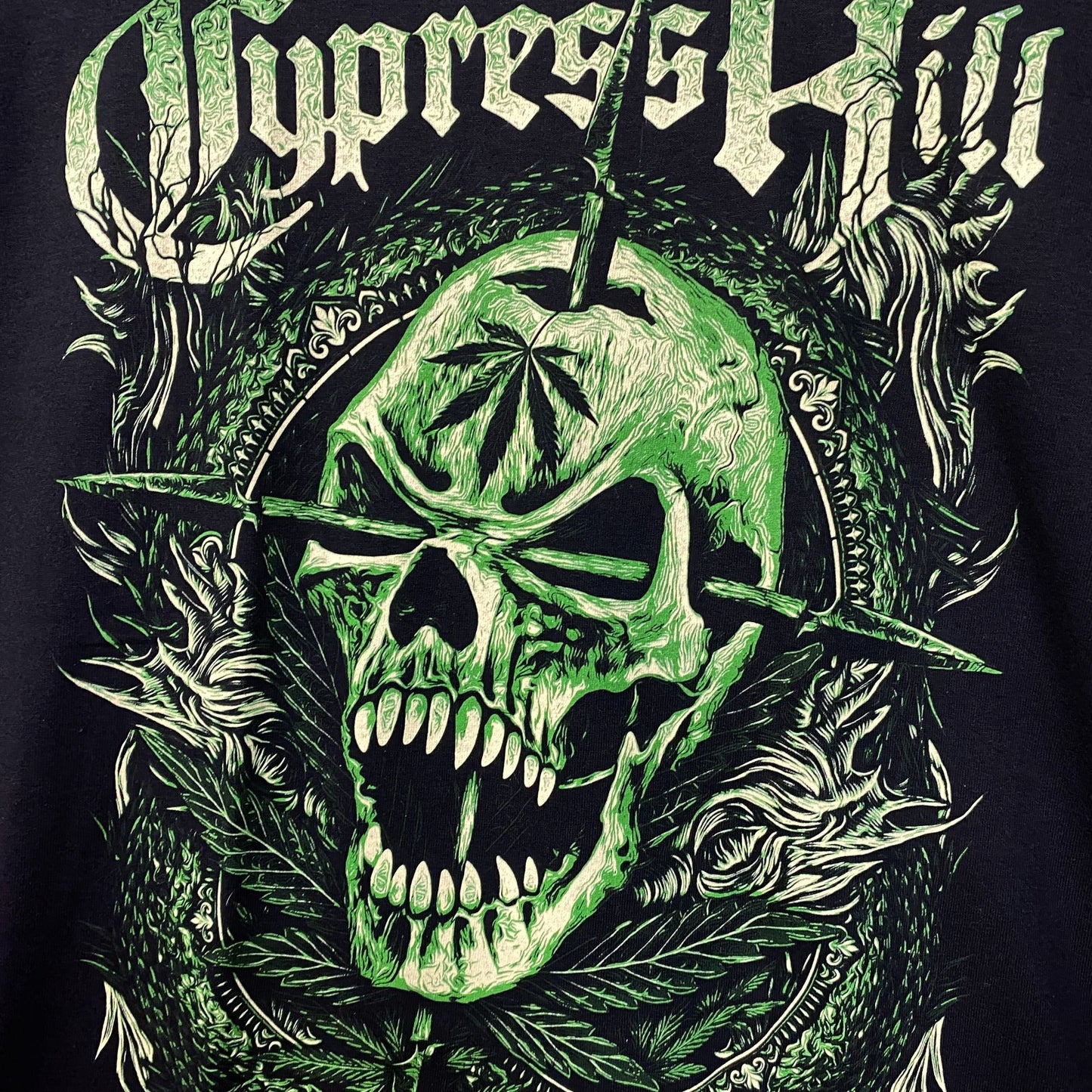 Cypress Hill Twin Pipes Green Skull Hiphop T-Shirt Large