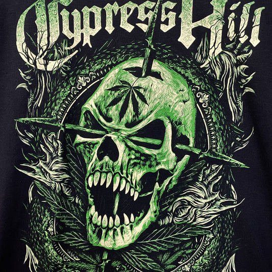 Cypress Hill Twin Pipes Green Skull Hiphop T-Shirt Large