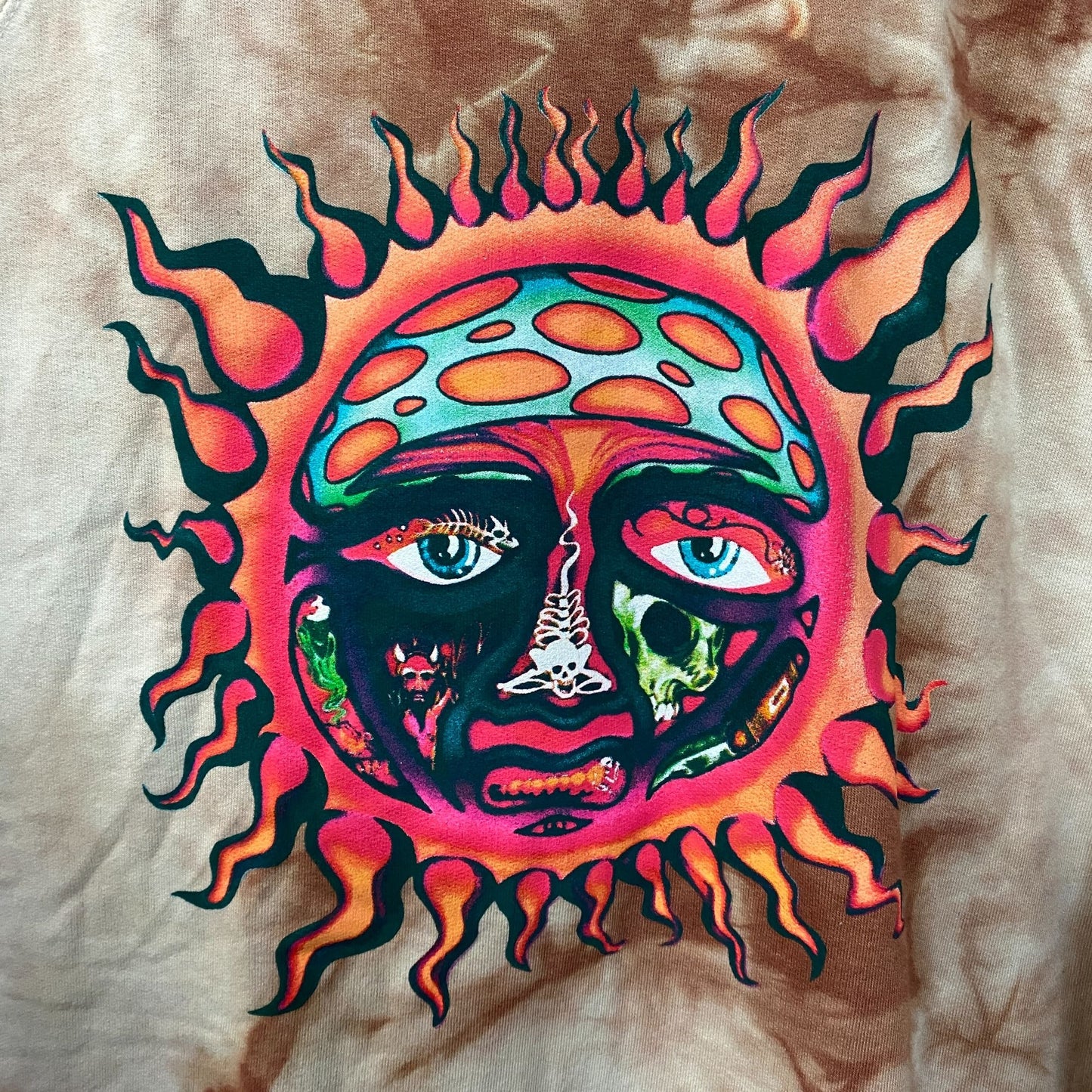 Sublime Sun 1995 Summer Tour Tie Dye Ska Rock Band Hoodie size Large