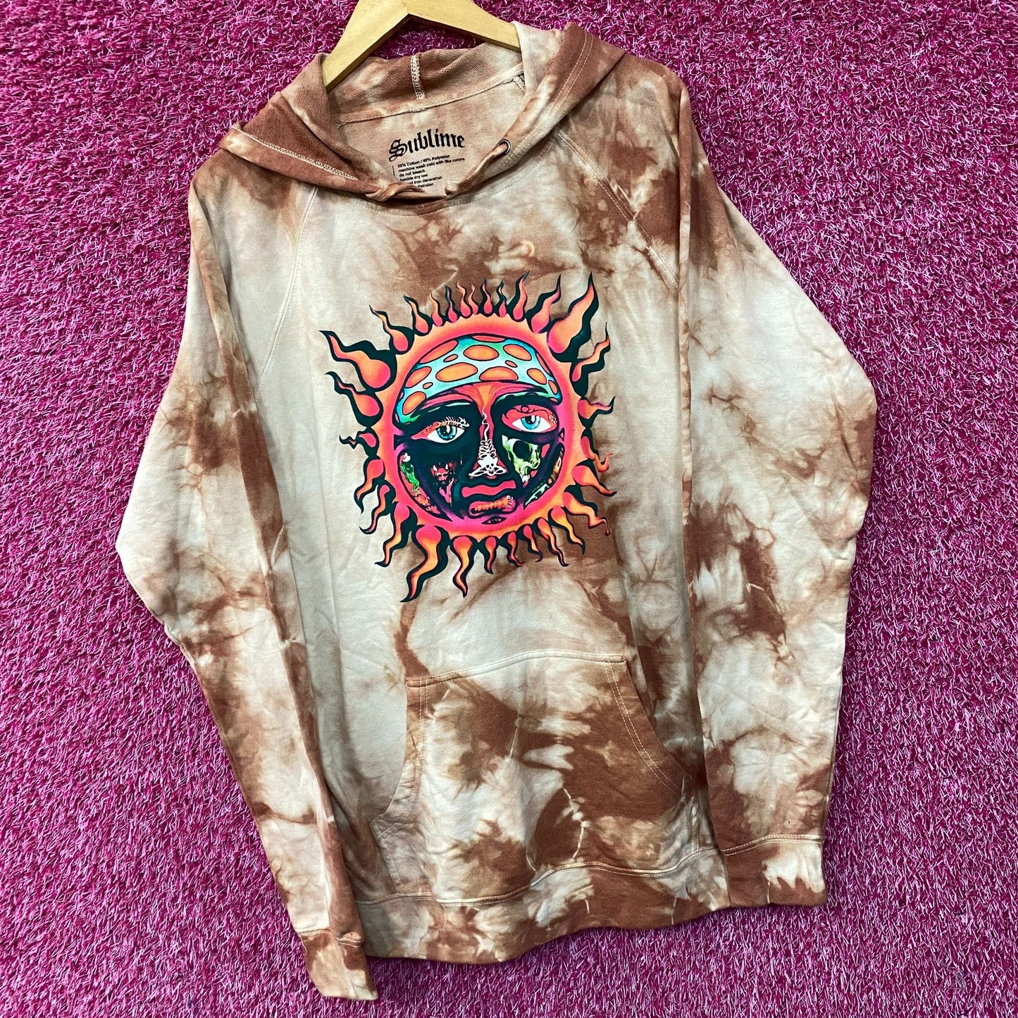 Sublime Sun 1995 Summer Tour Tie Dye Ska Rock Band Hoodie size Large