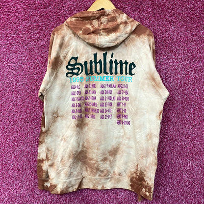 Sublime Sun 1995 Summer Tour Tie Dye Ska Rock Band Hoodie size Large
