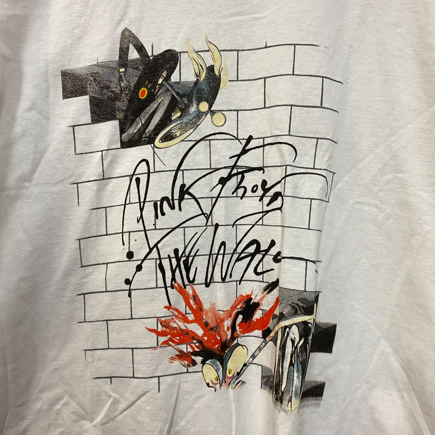 Pink Floyd The wall White Long Sleeve Crop Top size Large