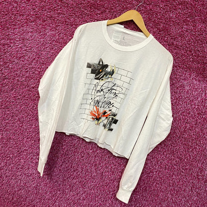 Pink Floyd The wall White Long Sleeve Crop Top size Large