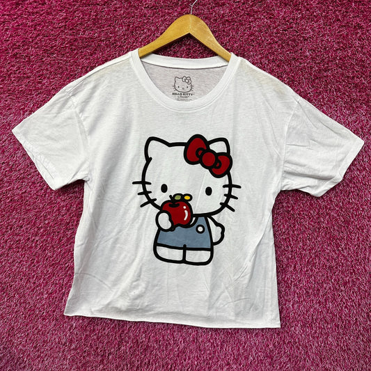Hello Kitty Eating an Apple Kawaii Sanrio Anime Crop Top L