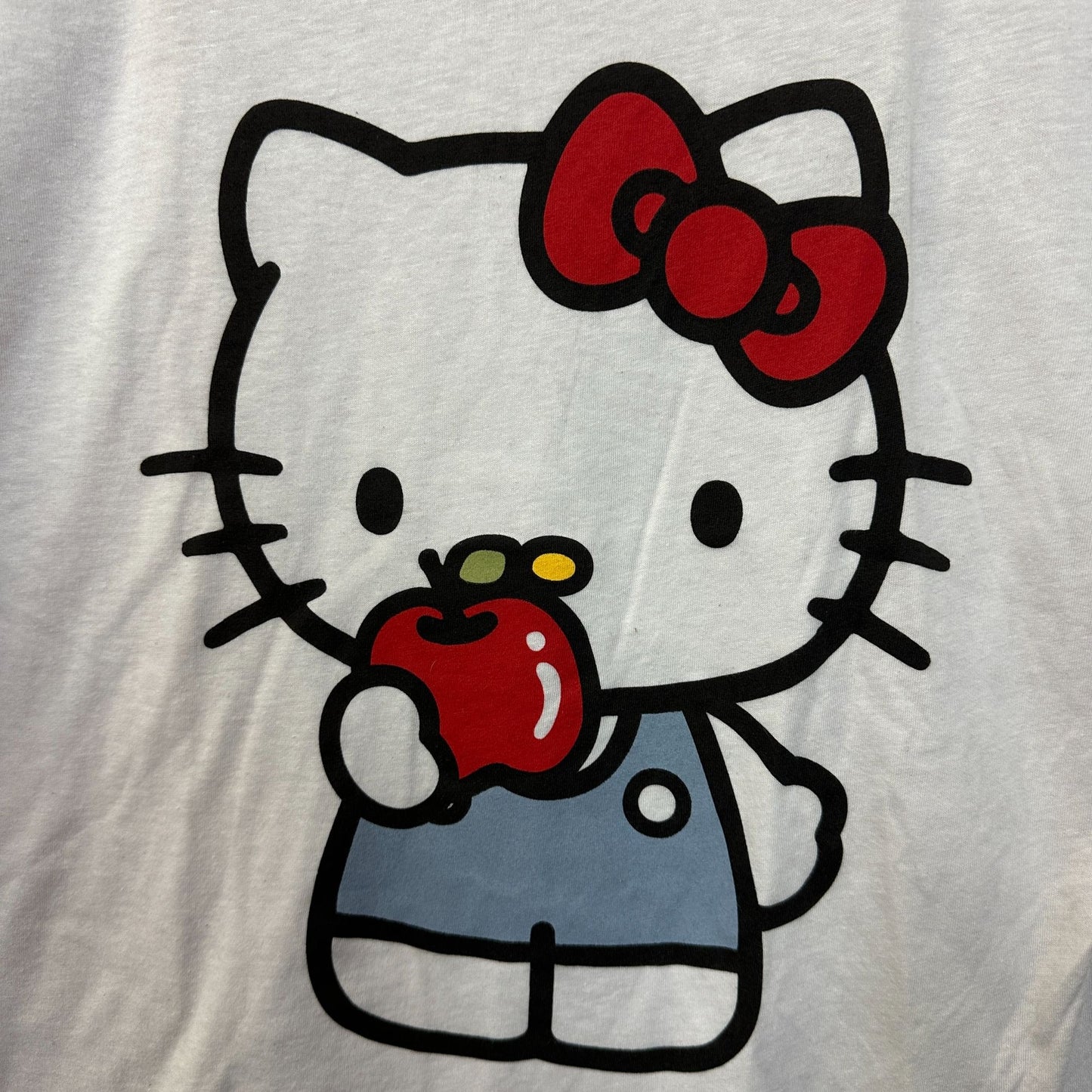 Hello Kitty Eating an Apple Kawaii Sanrio Anime Crop Top L