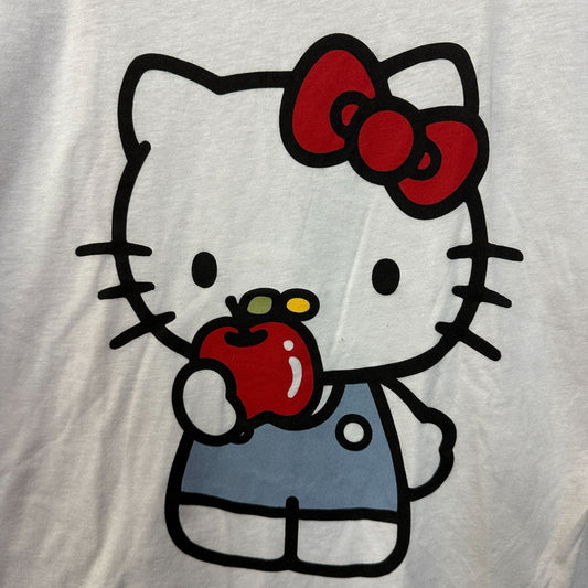 Hello Kitty Eating an Apple Kawaii Sanrio Anime Crop Top L