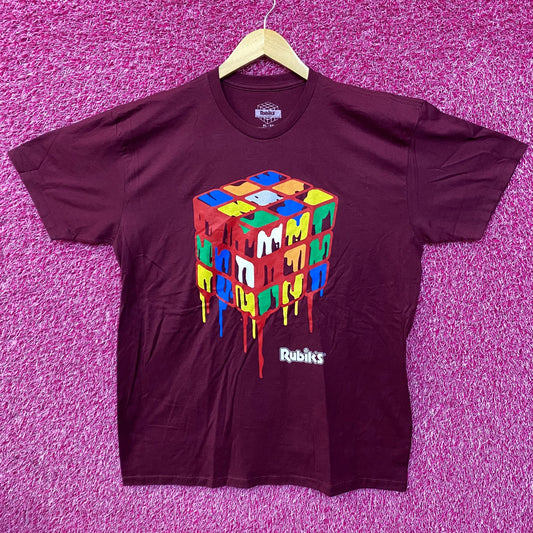 Rubiks Cube Melting Vintage Style Graphic Design T-Shirt XL