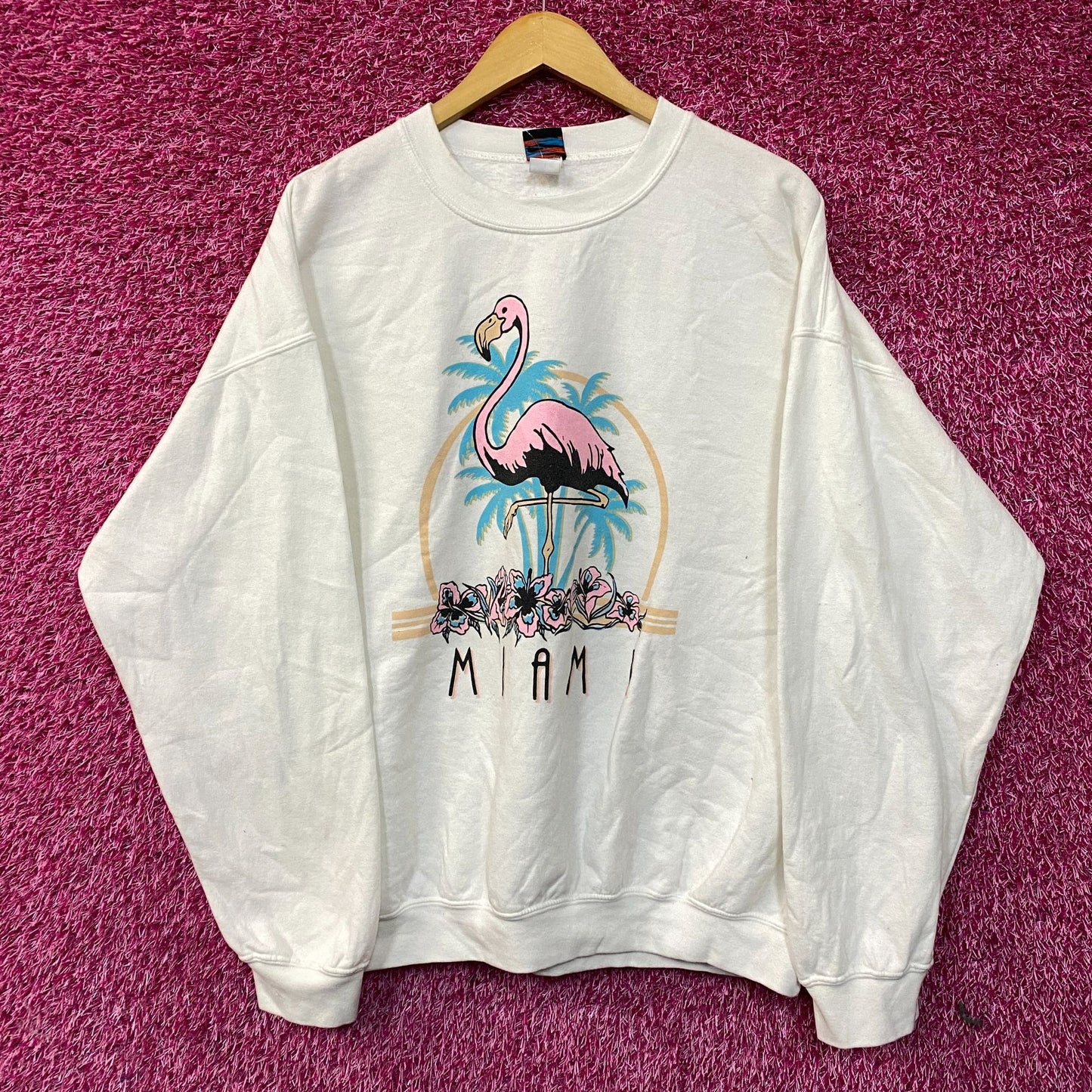 Junk Food Miami Flamingo Crewneck Sweatshirt Large