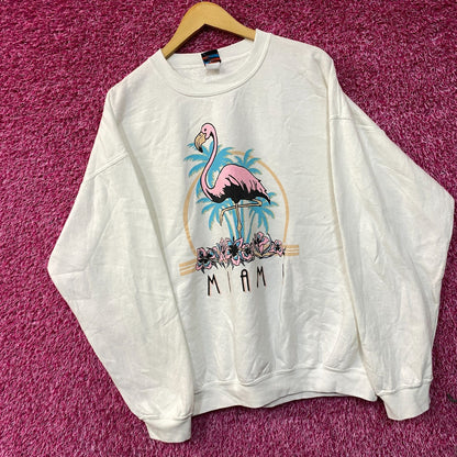 Junk Food Miami Flamingo Crewneck Sweatshirt Large